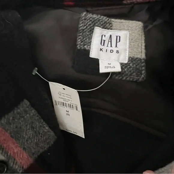 Gap Kids Shirt Jacket Plaid Wool Blend Kids Medium NWT